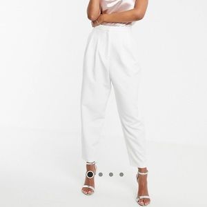 ASOS Design Tapered 80s Pants in White